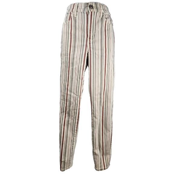 American Eagle AE Striped Denim Hi-Rise Jeggings Pants Ne(x)t Level Stretch Sz 8 - Picture 1 of 7